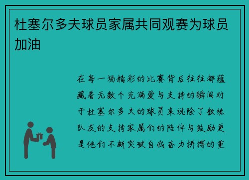 杜塞尔多夫球员家属共同观赛为球员加油